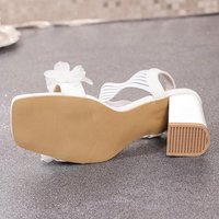 Floral Sexy chaussures pour femmes à bout ouvert 2818 bout carré dentelle respirant talons hauts été nouveau surdimensionné talon grossier sandales