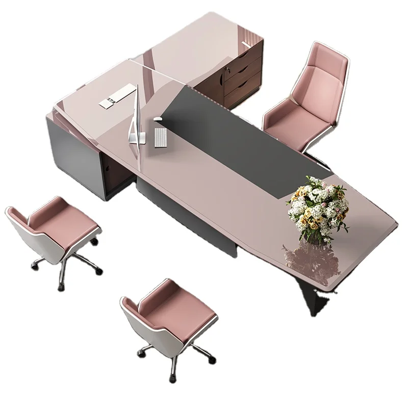 Paint Boss Pink Table Female President Table Fashion Manager Supervisor Table Modern Minimalist Office Furniture Executive Desk