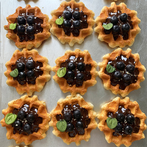Gaufre belge artisanale au chocolat Nutella, sauce noisette, confiture de fruits myrtille menthe, pour petit-déjeuner, dessert, pain, bonbons artisanaux, DIY - Product Image 1