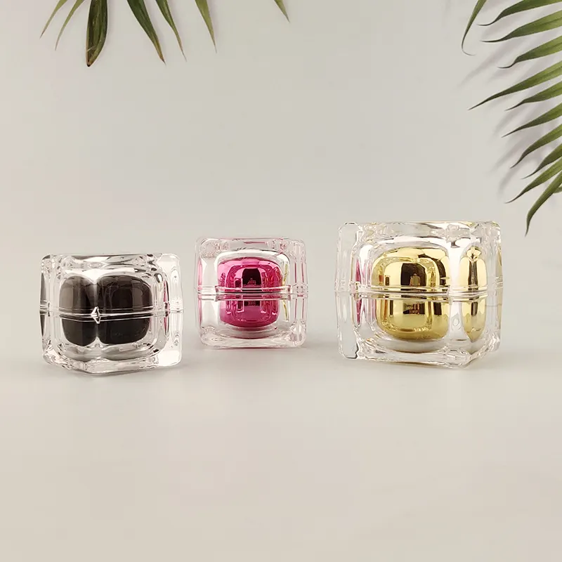Cubic Square Acrylglas 1 Unze Kosmetik behälter 15ml Eiswürfel gläser für Eye Lifting Cream Tone-up Primer