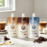 Pochette souple personnalisée mate avec bec verseur, en PE monolaminé, haute barrière, anti-fuite, avec bouchon à vis, pour emballage de café et produits laitiers