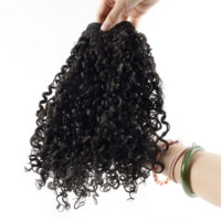 Ekstensi Rambut Keriting Pixie Warna Alami 18 Inch 100g Grosir, Ekstensi Rambut Keriting untuk Jahit dan Sambung