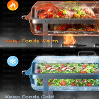 Ensemble de chauffe-plats carré en acier inoxydable épaissi pour buffet, chauffe-plats de traiteur, chauffage au gaz, nettoyage facile Dontalen