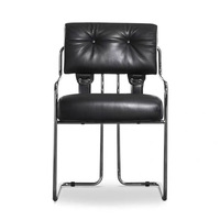 Chaise de salle à manger ergonomique de style turkmène, luxe léger, en cuir véritable, avec accoudoirs, structure métallique, mobilier de maison et de bureau