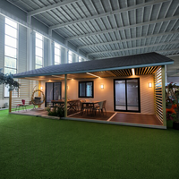 Studio de jardin préfabriqué, cabane de jardin avec pergola ouverte et porte coulissante pour espace de vie extérieur
