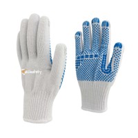 Guantes de punto de algodón con puntos recubiertos, resistentes a la abrasión y transpirables para embalaje