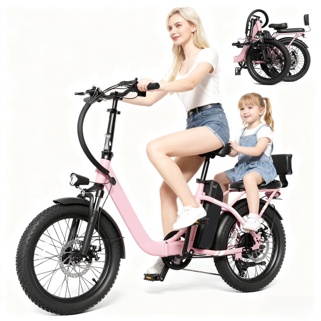 Folding Electric 7Gears Commuter Bike for Adults 1000W Removable Battery 20" Fat Tire Mountain Steel Frame With UL2849 E-Bikes