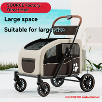 Poussette de luxe pliable à 4 roues pour animaux de compagnie et bébés, pliage en un clic, capacité 25 kg, matériaux Oxford, harnais pour chien, parapluie pare-soleil