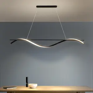 Nordic minimalistisch luxus Esszimmer-Kronleuchter neues Design schwarz lang linear hängende Lampe Haus Acryl-Kronleuchter-Lichter