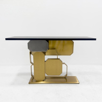 Table console de luxe en pierre artificielle ou en miroir, avec dessus en mosaïque, en acier inoxydable, pour entrée