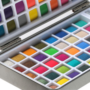 Professionelle 50/72/90 Einschließlich <span class=keywords><strong>Metallic</strong></span> und Fluoreszierende Farben in Tragbare Box soild Aquarell malen Set für Künstler - Product Image 3