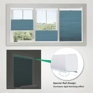 Quick Install Blue Color Blackout Honeycomb Cordless Blinds No Drill Day/Night Honeycomb Blinds Cellular Shades