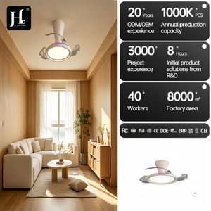 Ventilateur de plafond LED industriel HC avec télécommande, 3 pales, moteur DC, montage encastré, 6 vitesses, intensité variable pour salon - Product Image 3