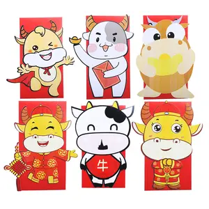 XINDUO 2021 New Year red envelopes in the of Ox personality cartoon is a cute Spring Festival cow chil