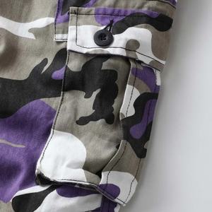 Casual Streetwear Camouflage Cargo Pants Lightweight Cotton <b>Trousers</b> Multi-Pockets Elastic Waist Distressed Wash Flat Front - Product Image 5