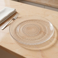 Assiettes rondes en verre transparent de 13 pouces, écologiques, modernes, à motifs personnalisés, pour mariage, fête, usage domestique