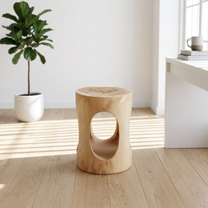 Minimalist Style Wooden <b>Stool</b> Made Suar Wood Various Shapes Natural Color Lacquer Finish Antique Home Furniture Living Room - Product Image 3