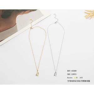 Collar con Colgante de Diamante Letra B, Acero Inoxidable, 12 Piezas, Acero 6 6 - Product Image 1