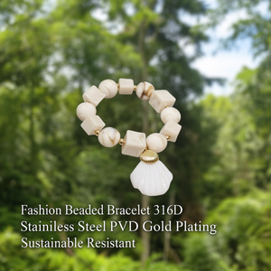Fashion <b>Beaded</b> <b>Bracelet</b> 316L Stainless Steel PVD <b>Gold</b> Plating Sustainable Resistant - Product Image 3