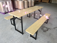 Ensemble table et banc robuste pour événements extérieurs, style pliable, couleur naturelle