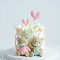 Décorations de gâteaux pour la Saint-Valentin, ours rose et bleu, décorations de gâteaux en forme de cœur, décorations de fête prénatale, fournitures de décoration de gâteaux
