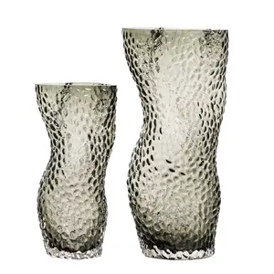 Creative impression water drop pattern glass vase Heavy twist waist bead point vase Living room flower arrangement decoration