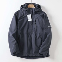 Vestes à capuche personnalisées en toile monocouche avec fermeture éclair, impression de logo en polyester, vêtements de travail d'entreprise, manteaux pour hommes et femmes