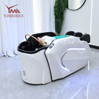 Lit de lavage pour salon de coiffure et spa, avec bac en acrylique, unité de massage automatique de la tête et repose-pieds réglable