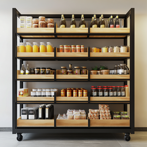 رفوف مخصصة بإطار معدني متعدد الطبقات لمتاجر السوبر ماركت رفوف عرض للفواكه والخضروات متحركة - Product Image 1