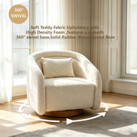 Stock US 360 °   Fauteuil pivotant en tissu Teddy, fauteuil rembourré confortable, canapé simple pour salon, chambre à coucher