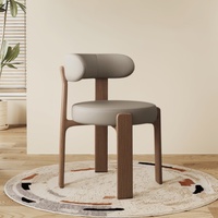 Fauteuil de salle à manger contemporain en bois avec dossier en cuir PU, en noyer massif, écologique et durable, pour la maison, le bureau, l'hôtel, l'entrepôt