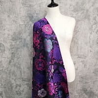 Tissu Jacquard Brocart Double Face en Polyester Spandex Teint en Fil Motif Pivoine de Luxe pour Robe Femme JSB-169
