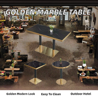 Ensemble de table à manger en acier inoxydable doré moderne et luxueux, facile à nettoyer, pour café, bistrot, bar, restaurants