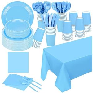 Disposable Party Supplies Kit <b>Black</b> Tableware Set With <b>Plates</b> Cups Napkins Cutlery For Party Events - Product Image 2