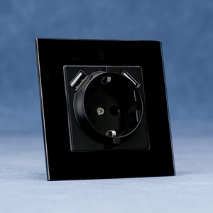 Đức Glass Bảng điều chỉnh mở rộng Hội Đồng Quản trị với cắm EU tiêu chuẩn tường ổ cắm và hiện đại với Dual <span class=keywords><strong>USB</strong></span> một cổng ổ cắm - Product Image 6