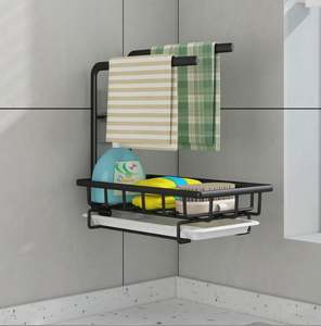 Porte-éponge <span class=keywords><strong>pour</strong></span> évier de cuisine extensible Caddy organisateur torchon porte-serviettes télescopique en acier inoxydable évier support - Product Image 4