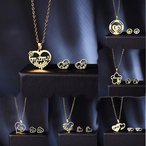 Nouvel ensemble de bijoux pour femmes et mamans, collier et boucles d'oreilles, couleur dorée simple, cadeau pour maman, futures mamans, pour la fête des mères - Product Image 2