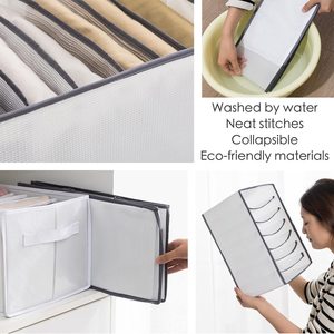 Organiseurs de placard en maille lavables à 7 compartiments pour vêtements, sacs de <span class=keywords><strong>rangement</strong></span> pour t-shirts et jeans, séparateurs de tiroirs en maille - Product Image 5