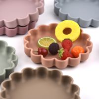 Assiette à dîner pour bébé YLA en silicone, design floral, avec ventouse, vente en gros