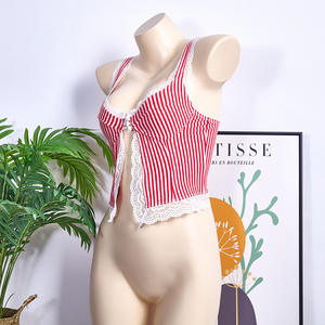 Viviblook Z225TP – Nouveau débardeur sexy Y2K en dentelle pour femme, haut court d'été à rayures imprimées, idéal pour les vacances - Product Image 5