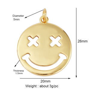 Ciondolo con Espressione Facciale Felice e Piangente, Emoticon d'Amore 'Chiamami', in Colore Oro, Accessori per Creazione di Gioielli, Collane e Bracciali L92 - Product Image 3