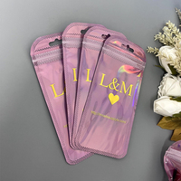 Sac d'Emballage Personnalisé Refermable en Feuille d'Aluminium Transparent Rose, Pochette en Plastique avec Fermeture Zip Mylar Holographique pour Bijoux et Cosmétiques