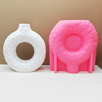 DM1358 Moule en silicone créatif pour vase rond, pot de fleurs nordique en forme de donut, pour la fabrication d'objets en béton, plâtre, ciment, résine et autres matériaux artistiques