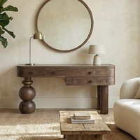 Table de toilette en bois massif, style rétro français, avec tiroirs de rangement, bureau de maquillage moderne et minimaliste, ton bois naturel