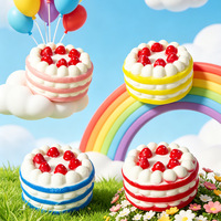 Best-seller transfrontalier : Jouet en mousse PU réaliste en forme de gâteau à la fraise, à rebond lent, à presser et à détendre, petit cadeau idéal