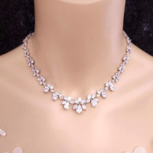 VVS1 Multi Shape Moissanite 925 <b>Silver</b> Gold Plated <b>Choker</b> Necklace Royal Saga Design Elegant Wedding Party Jewelry Gift Style - Product Image 5