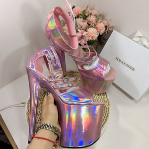 Shiny Roman Peep Toe Shoes Sandals Platform 20CM Super High Heels <b>Pole</b> <b>Dance</b> for Women - Product Image 6