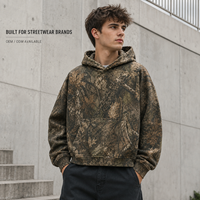 Sweat à capuche camouflage oversize coupe carrée à épaules tombantes, style streetwear et chasse, pull-over, motif personnalisé, marron, pour l'extérieur, tendance