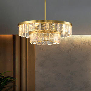 New Modern <b>Chandeliers</b> Indoor Hotel Decorative Dimmer Gold Round <b>Crystal</b> Ring Pendant <b>Light</b> - Product Image 6
