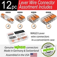 221 Conectores de Palanca, Surtido de 12 Piezas de Conectores Compactos para Empalmar Cables con Estuche